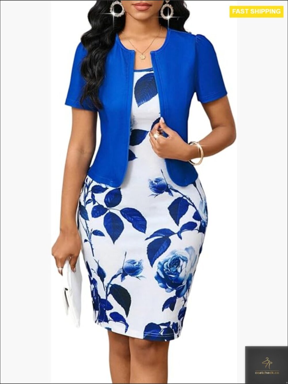 Two Piece Bodycon Dress Set Midi Pencil Work Office Casual Sexy Short Sleeve